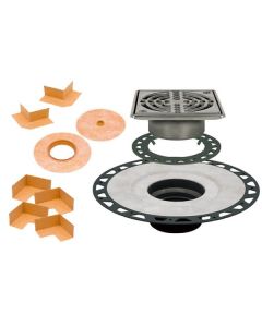 KERDI-DRAIN Kit with 2" ABS Flange & 6" Stainless Steel Square Grate