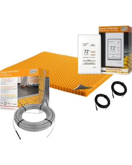 All in One Floor Heating Kit with 102 sq ft Cable, 134.5 sq ft PEEL & STICK Membrane, Touchscreen Programmable Thermostat (120V)
