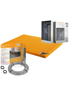 All in One Floor Heating Kit with 113 sq ft Cable, 158.5 sq ft INSULATED Membrane, WiFi Programmable Thermostat (120V)