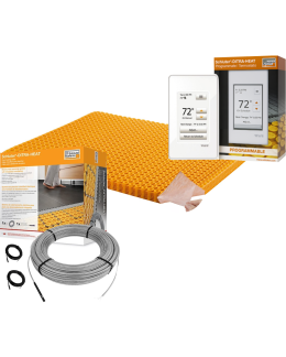 All in One Floor Heating Kit with 38 sq ft Cable, 60 sq ft PEEL & STICK Membrane, Touchscreen Programmable Thermostat (240V)