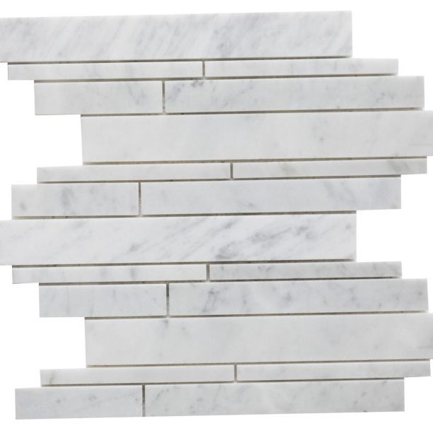 Carrara White Marble Random Strip Mosaic - Icontile - M3016121251