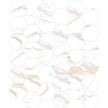 MOSAIC CALACATTA (HEXAGON) GOLD - SATIN MATTE - 2x2