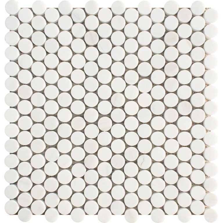 Marble Systems - Snow White Honed Penny Round Marble Mosaic 11 1/4x11 3/4 - MS01915