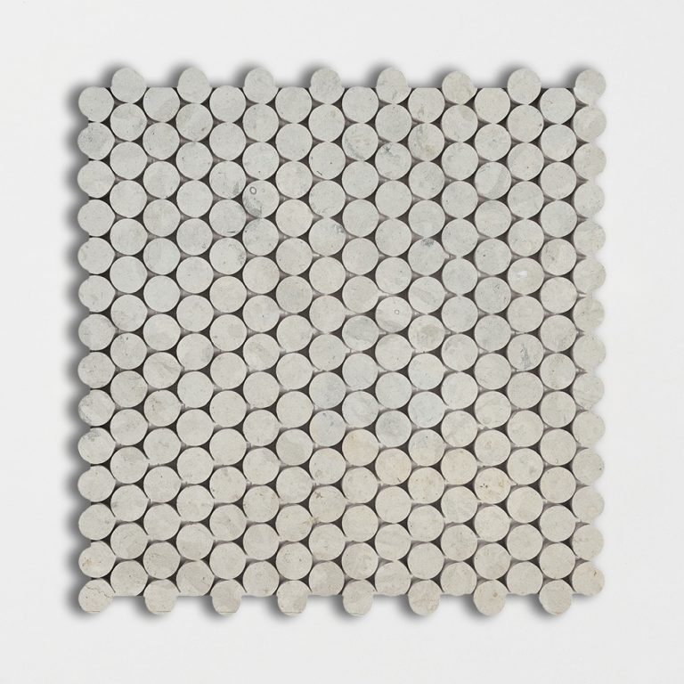 Marble Systems - Thala Gray Honed Penny Round Limestone Mosaic 11 1/4x11 3/4 - MS02170