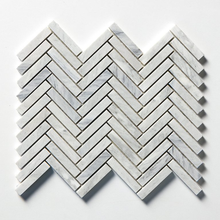 Marble Systems - Carrara Blend Honed Herringbone Marble Mosaic 12 1/8x13 3/8 - MS02247
