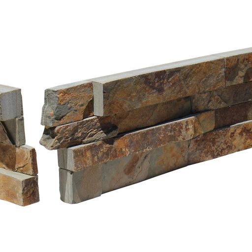 Natural Gold Slate 6 x18 Splitface Ledger Panel Corner #LPC65618SF - Icontile - LPC65618SF