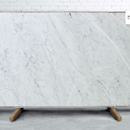 Marble Systems - White Carrara C Ext Honed Filled Marble Slab Random 1 1/4 - SL90466