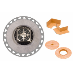 KERDI-DRAIN KIT · 2" PVC Flange & 4" Square Grate (Brushed Nickel)