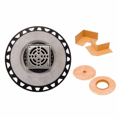 KERDI-DRAIN KIT · 2" ABS Flange & 4" Square Grate (Stainless Steel)