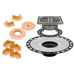 KERDI-DRAIN Kit with 2" ABS Flange & 6" Stainless Steel Square Grate