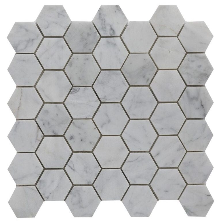 Carrara White Marble 2″ Hexagon Mosaic - Icontile - M30H22135
