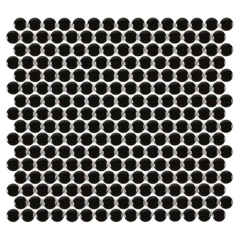 Black Glossy 3/4 Inch Penny Round Porc Mos - Anthology Tile - ANTHPOPRBG