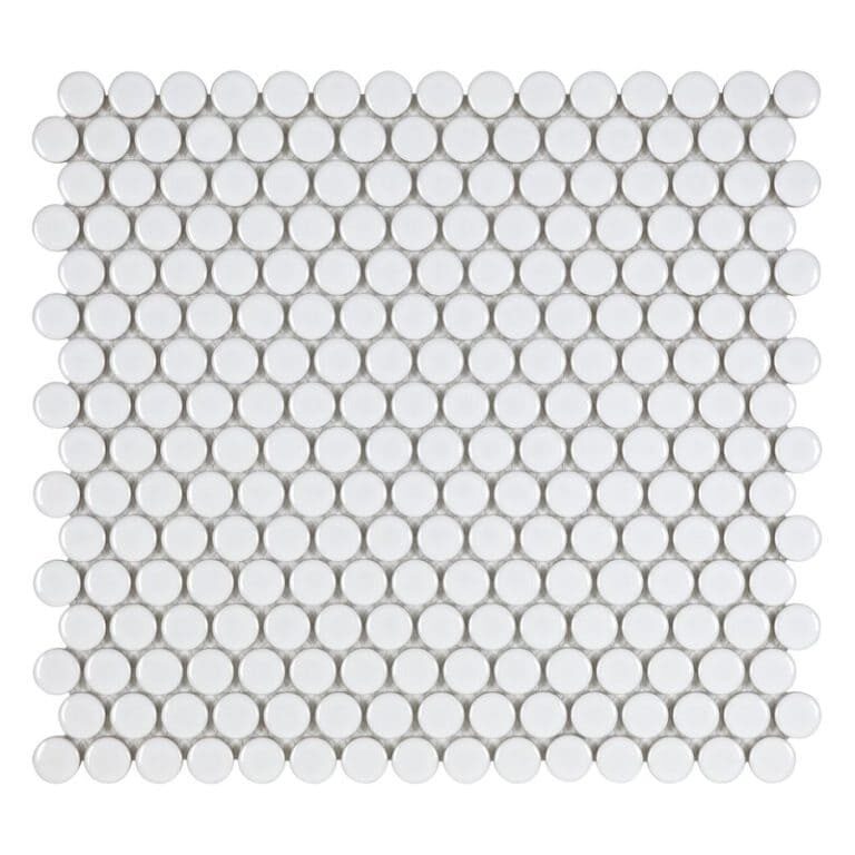 White Glossy 3/4 Inch Penny Round Porc Mos - Anthology Tile - ANTHPOPRWG