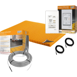 All in One Floor Heating Kit with 102 sq ft Cable, 134.5 sq ft PEEL & STICK Membrane, Touchscreen Programmable Thermostat (120V)