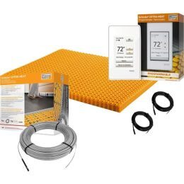 All in One Floor Heating Kit with 92 sq ft Cable, 134.5 sq ft Membrane, Touchscreen Programmable Thermostat (120V)