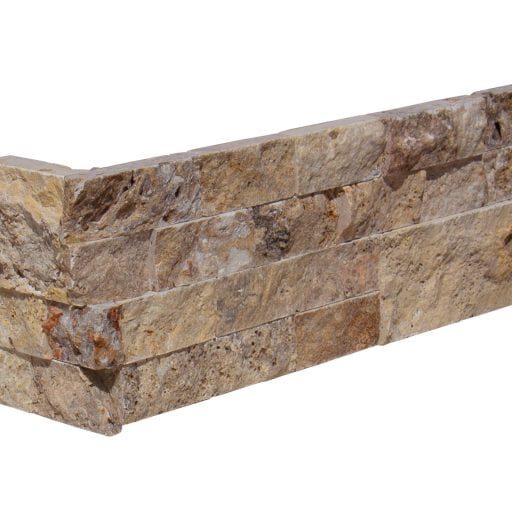 Autumn Leaves Travertine 6X18 Splitface Ledger Panel Corner #LPC25618SF - Icontile - LPC25618SF