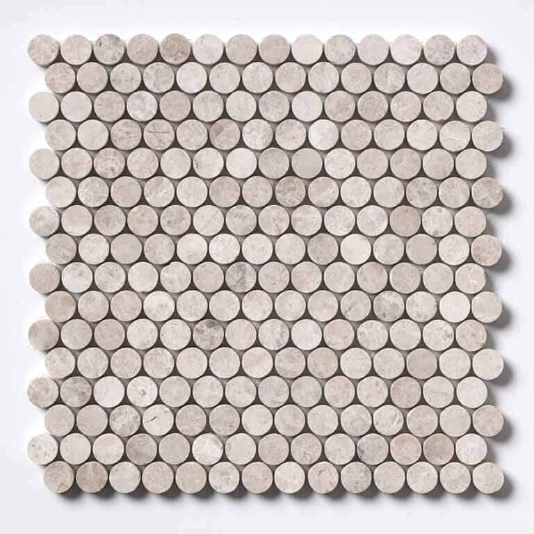 Marble Systems - Silver Shadow Honed Penny Round Marble Mosaic 11 1/4x11 3/4 - MS01914