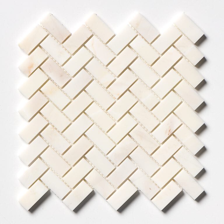 Marble Systems - Calacatta Amber Honed Herringbone 1x2 Marble Mosaic 12x12 - MS01995