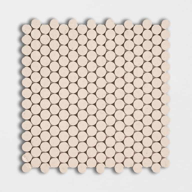 Marble Systems - Champagne Honed Penny Round Limestone Mosaic 11 1/4x11 3/4 - MS02075