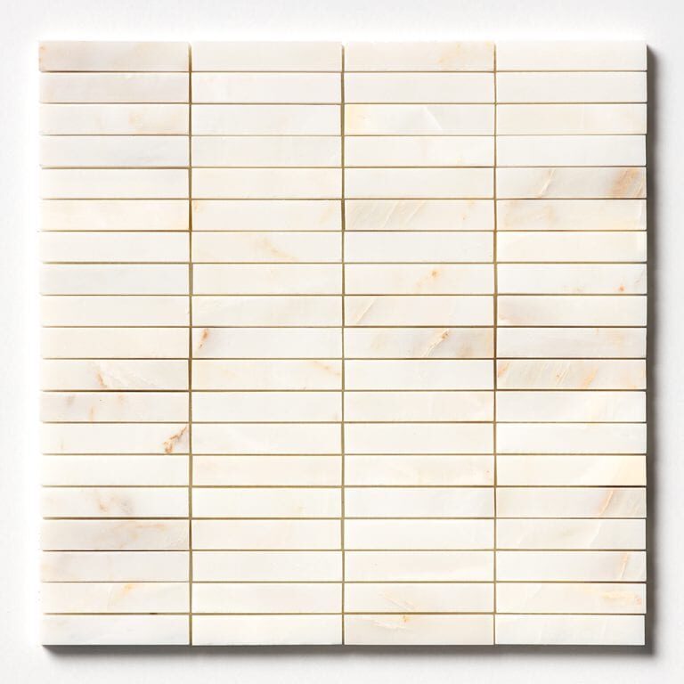 Marble Systems - Calacatta Amber Honed 5/8x3 Marble Mosaic 12x12 - MS90812
