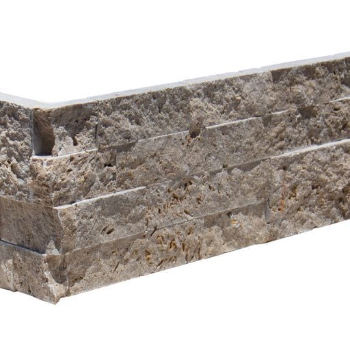 Noce Toros Travertine 6X18 Splitface Ledger Panel Corner #LPC23618SF - Icontile - LPC23618SF