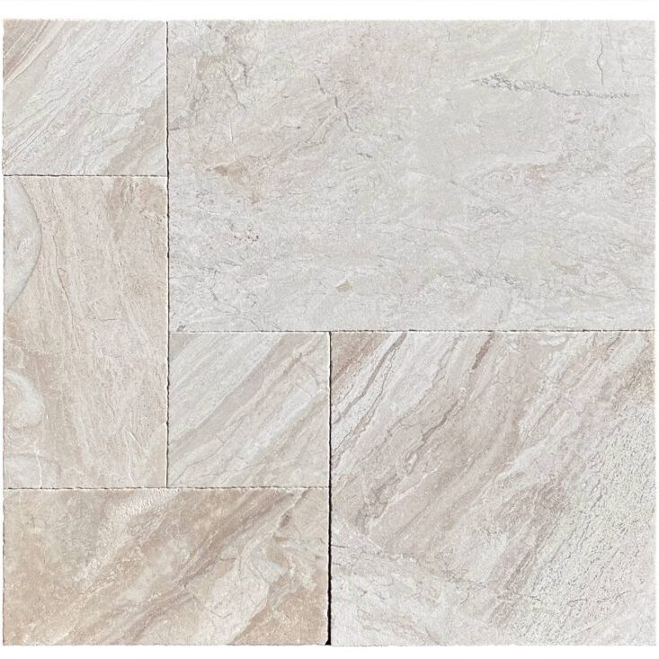 Verona Marble French Pattern Leather Finish (Sandblasted & Brushed) Paver 3cm - Icontile - P11830
