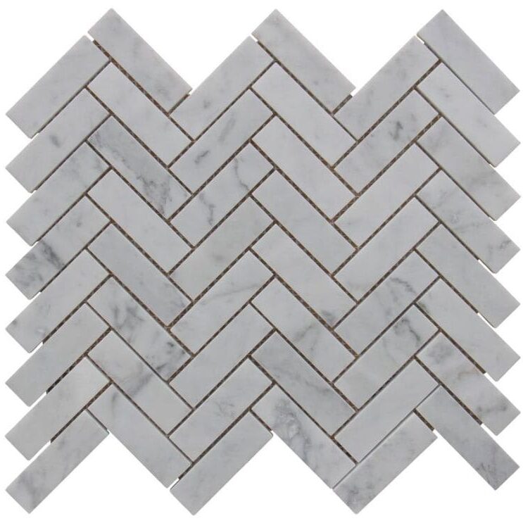 Carrara White Marble 1×3 Herringbone NEW ARRIVAL - Icontile - M3013125H