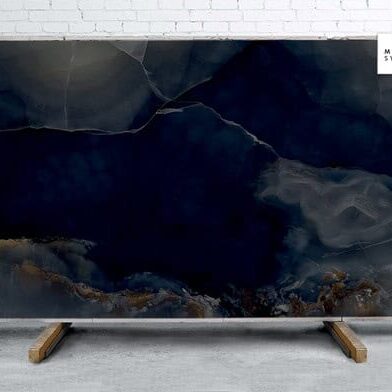 Onyx Black A Lappato Lucido Porcelain Slab 64x128